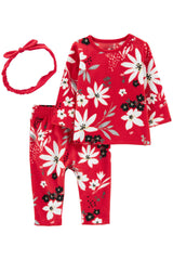 3-Piece Floral Fleece PJ Set