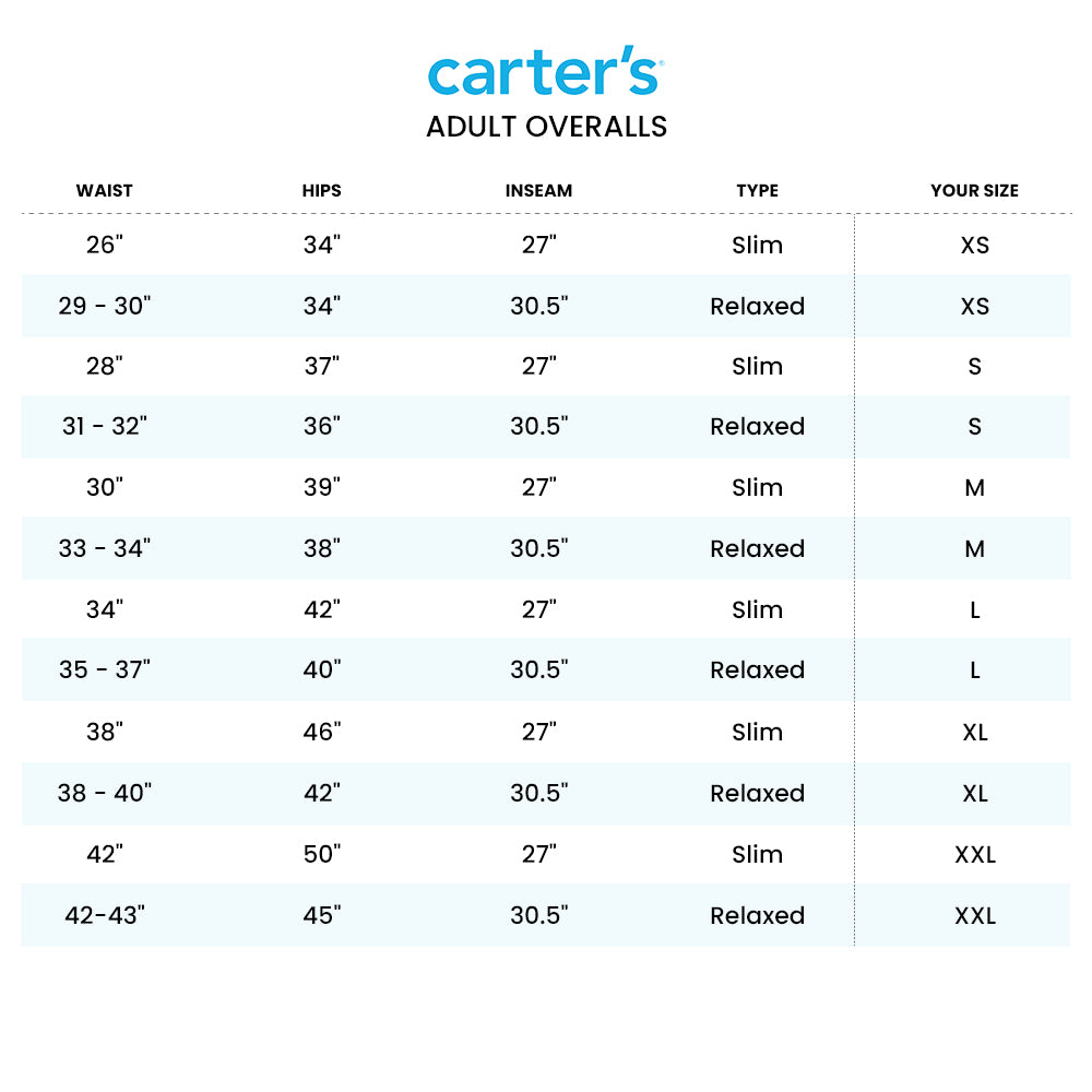 size chart – Carters Pakistan