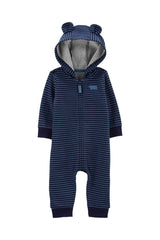 Zip-Up Hooded Fleece Jumpsuit