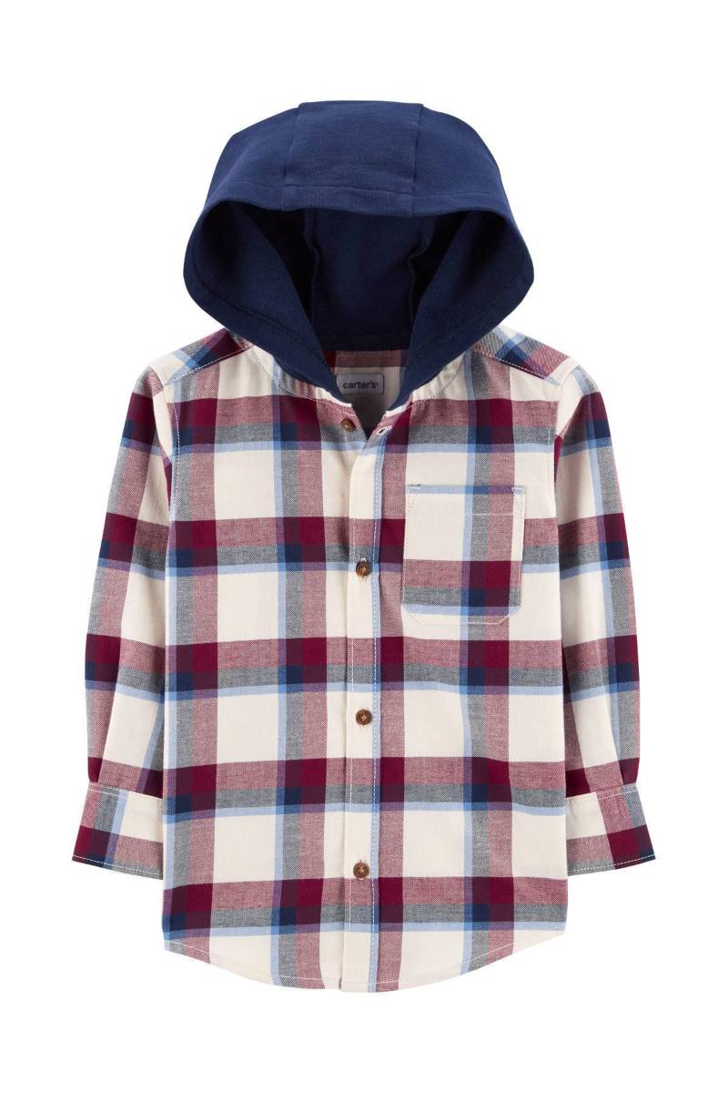 Plaid Button-Front Hooded Shirt – Carters Pakistan