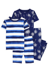 4-Piece Palm Tree 100% Snug Fit Cotton PJs